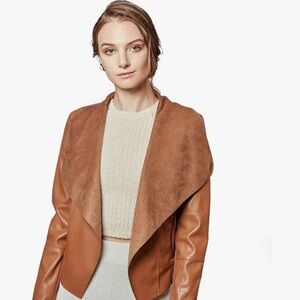 Women's Tan Faux Suede and Leather Jacket